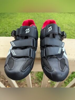 Peloton Black Cycling Shoes with Red Liner Accents